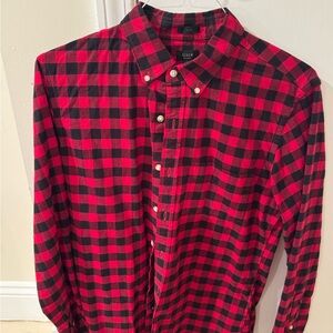 J. Crew Men's Red and Black Checkered Shirt